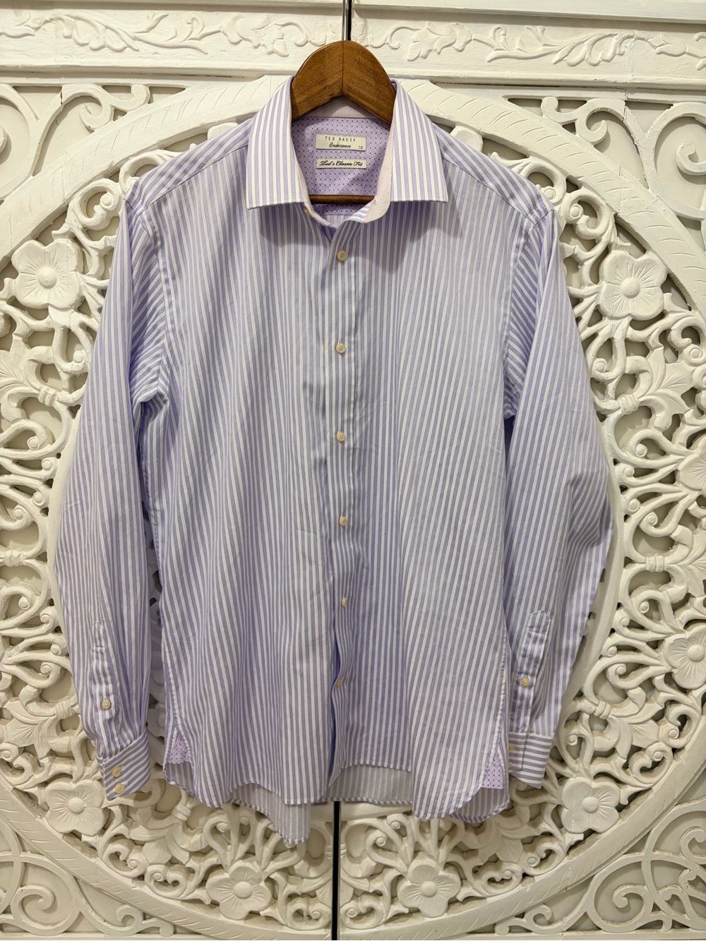 Ted Baker Endurance Classic Fit Striped Dress Shirt Purple 16